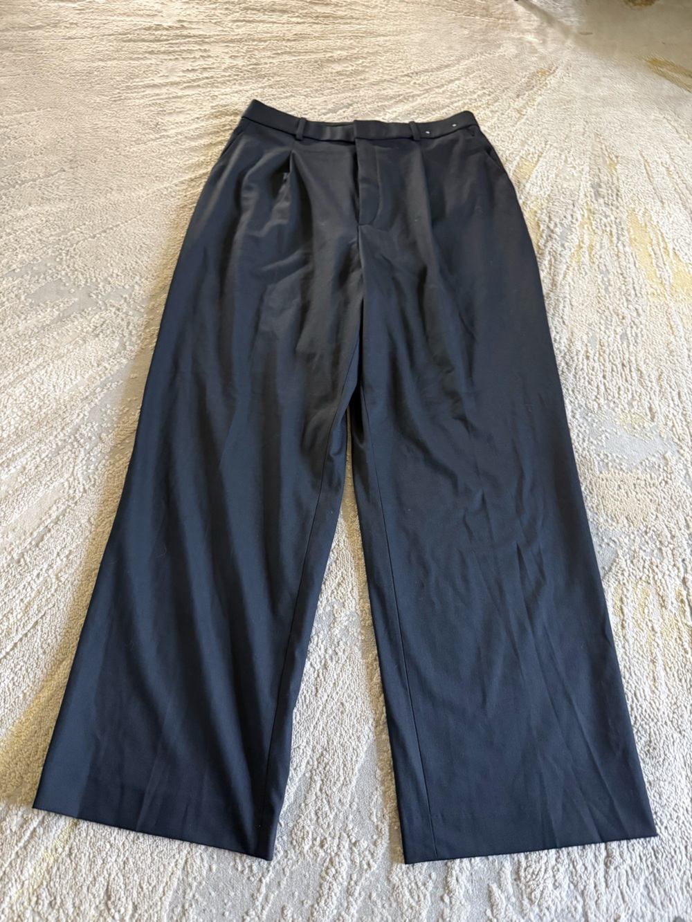 Uniqlo black wide leg trousers dress pants high rise large